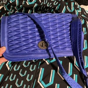 Lug Allegra Blue Quilted Shoulder Bag with Gold Accents